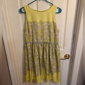 Ann Taylor LOFT Yellow/Gray Paisley Dress